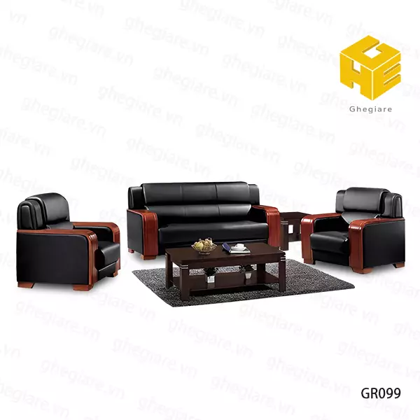 Bộ sofa đối văn phòng chất liệu da êm ái, sang trọng - GR099